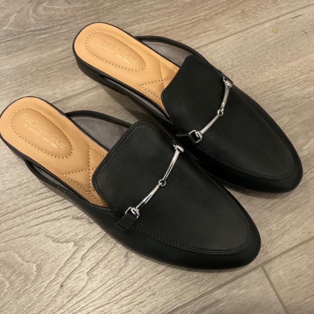 Rachel Zoe Alani Black Mule Horsebit Shoes size 8